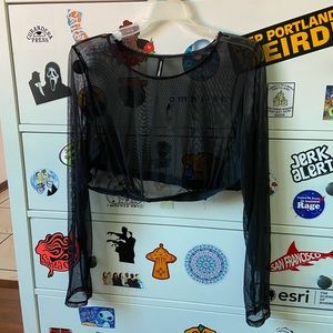 Long sleeve mesh crop